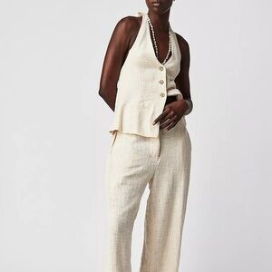 SEXY Free People “Take me to Paris” 2-Piece Cotton Halter Neck Vest & Pants Set